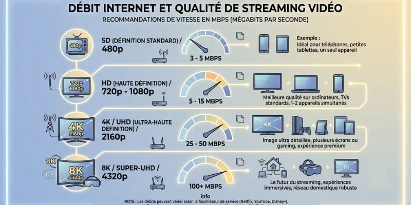 débit internet recommandé iptv 4k hd